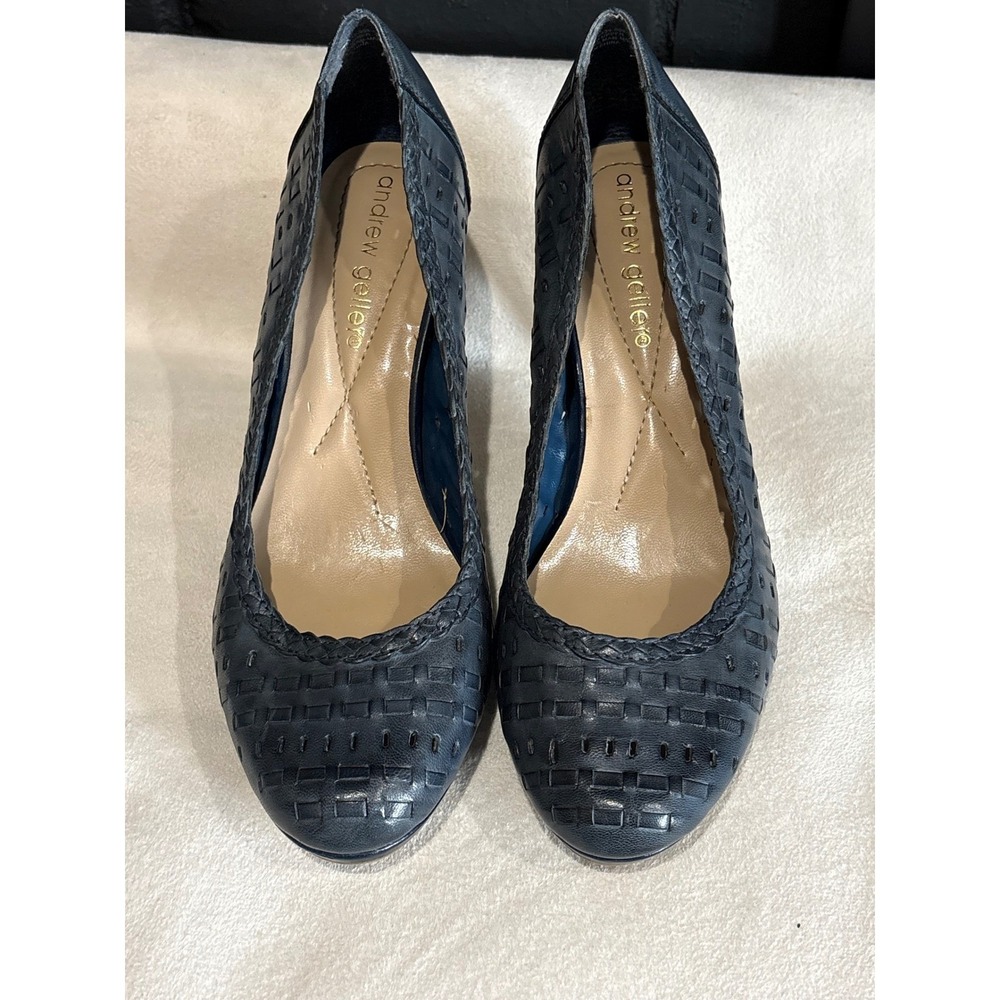 Andrew Geller Pumps Women size 7 Blue Woven Round Toe Stiletto Heel Dress Shoes